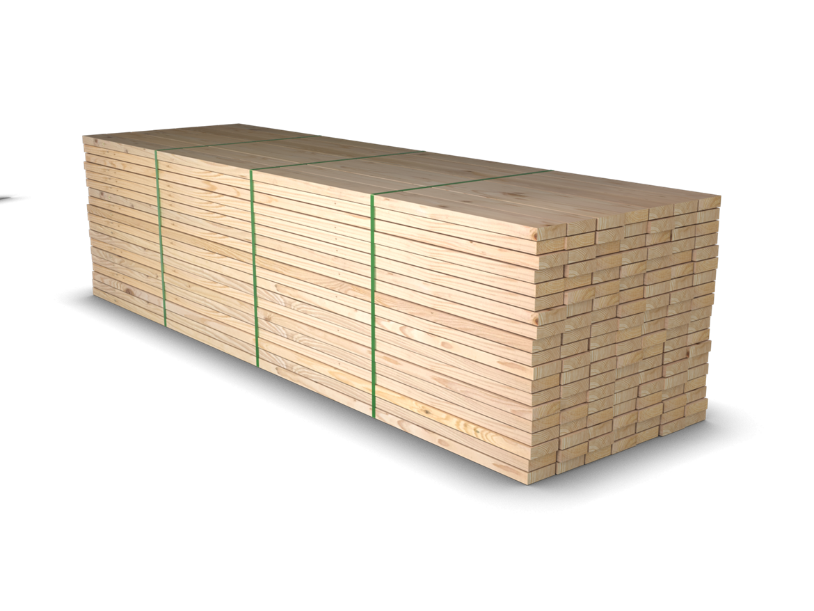 Virkespaket med stålband